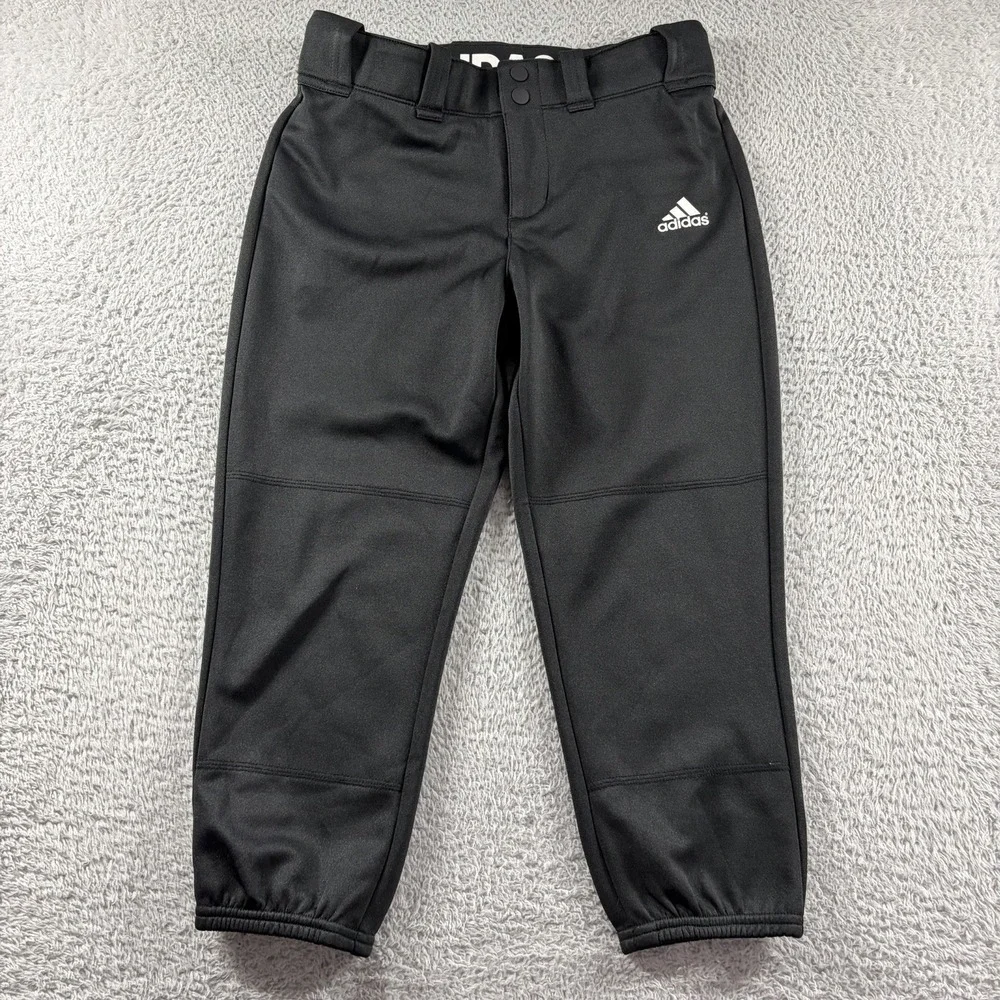 Adidas Baseball Pants Black Youth Small Triple Stripe Reinforced Knee